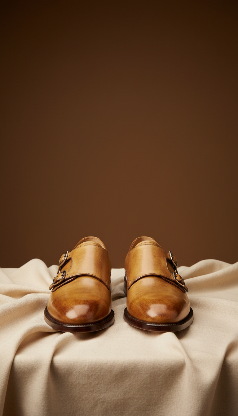 Double Monk Strap in Antique Gold Leather