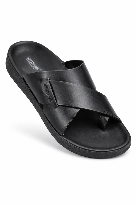 Aerowalk Men's Premium Cross Strap Toe-Ring Comfort Slippers