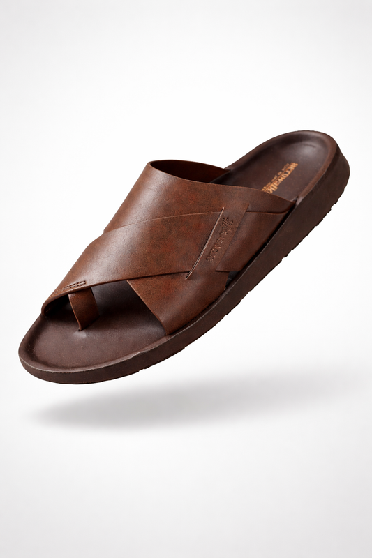 Aerowalk Men's Premium Cross Strap Toe-Ring Comfort Slippers